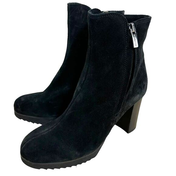 La Canadienne NWOB Mila Waterproof Suede Bootie Dual Side Zip Black Size 7.5M - Picture 6 of 10